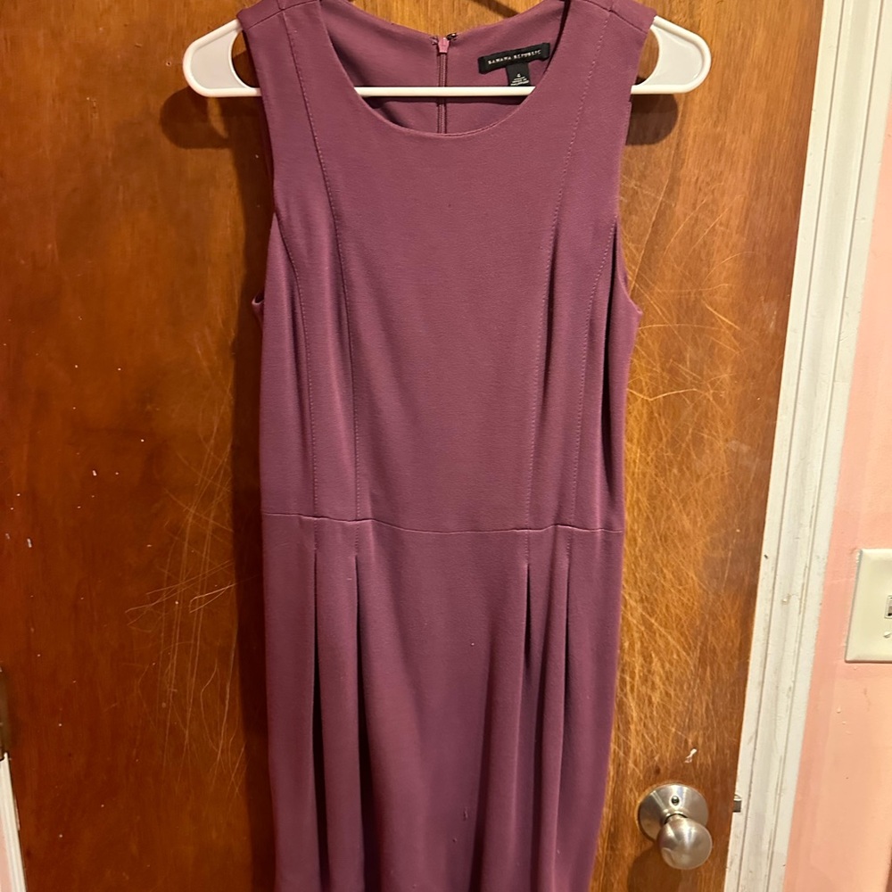 Banana Republic Purple Sheath Dress Ponte Knit Sleeveless Size 4 S Knee Length